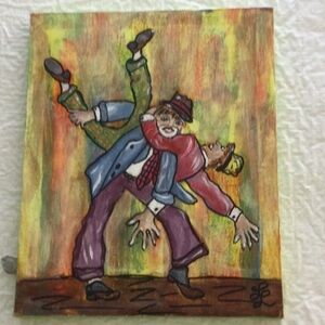 Whimsical Clown Duo Acrylic Painting on Canvas